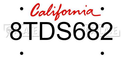 8TDS682 California License Plate