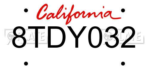 8TDY032 California License Plate