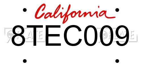 8TEC009 California License Plate