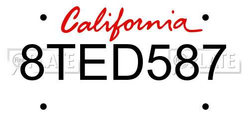 8TED587 California License Plate