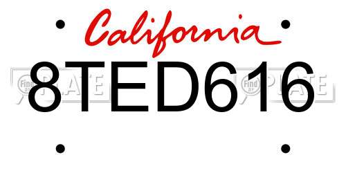 8TED616 California License Plate