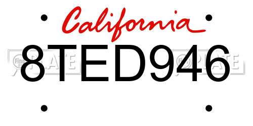 8TED946 California License Plate