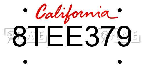 8TEE379 California License Plate