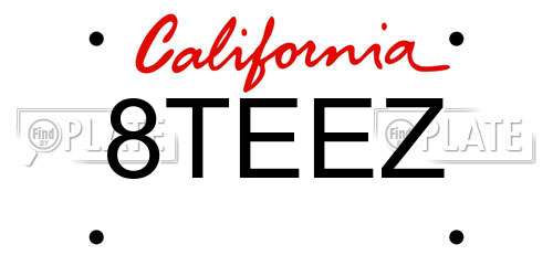 8TEEZ California License Plate