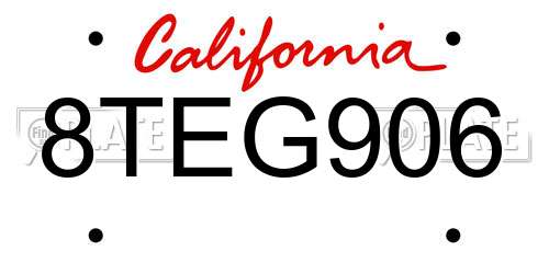 8TEG906 California License Plate