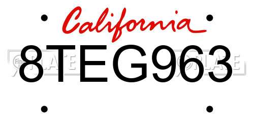 8TEG963 California License Plate