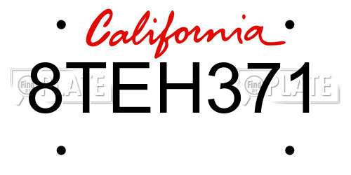 8TEH371 California License Plate