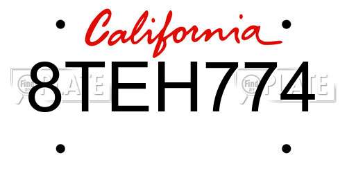 8TEH774 California License Plate