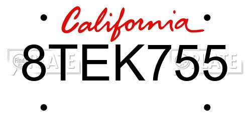8TEK755 California License Plate