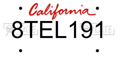 8TEL191 California License Plate