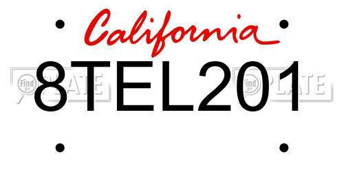 8TEL201 California License Plate