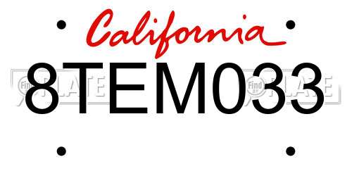 8TEM033 California License Plate