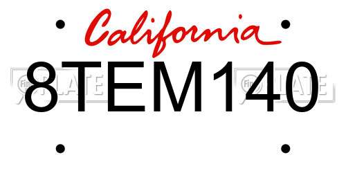 8TEM140 California License Plate