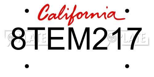 8TEM217 California License Plate