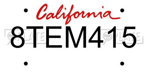 8TEM415 California License Plate