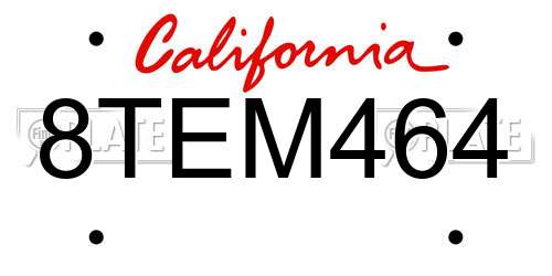 8TEM464 California License Plate