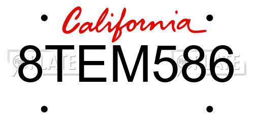 8TEM586 California License Plate