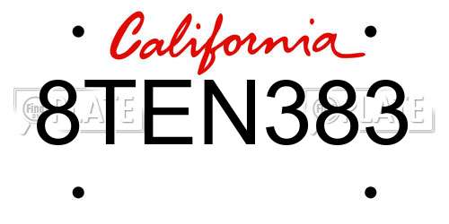 8TEN383 California License Plate