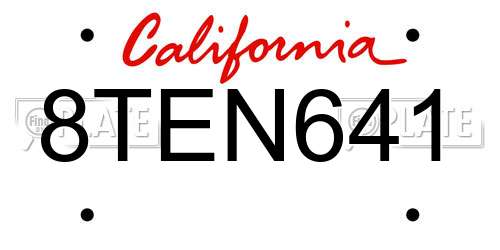 8TEN641 California License Plate