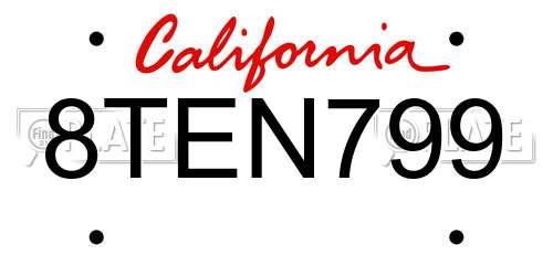 8TEN799 California License Plate