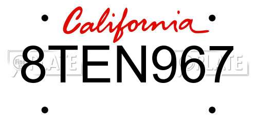8TEN967 California License Plate
