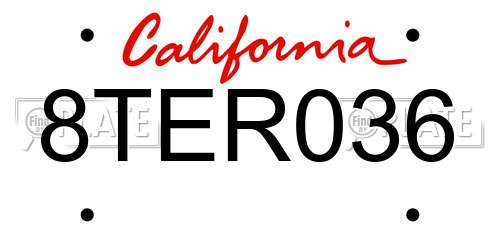 8TER036 California License Plate