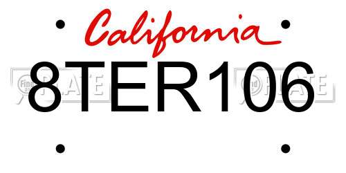 8TER106 California License Plate