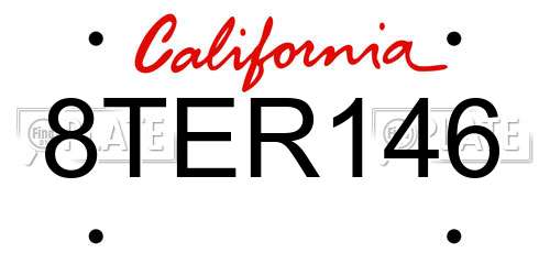 8TER146 California License Plate