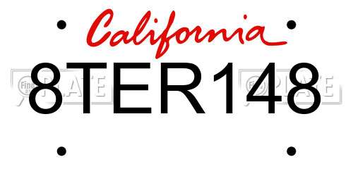 8TER148 California License Plate