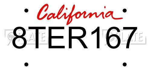 8TER167 California License Plate
