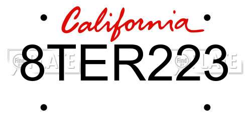 8TER223 California License Plate