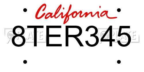 8TER345 California License Plate