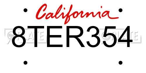 8TER354 California License Plate