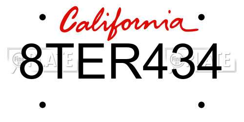 8TER434 California License Plate