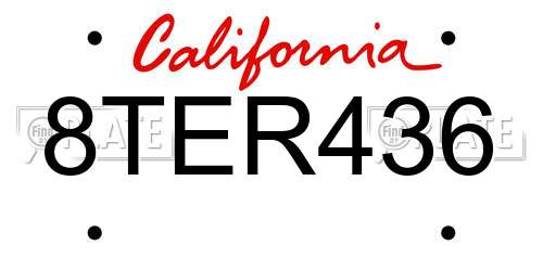 8TER436 California License Plate