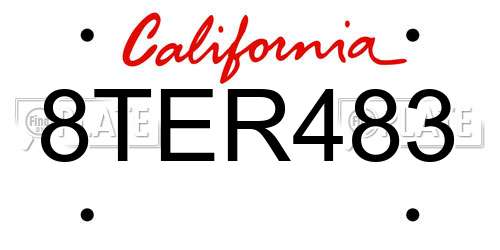 8TER483 California License Plate