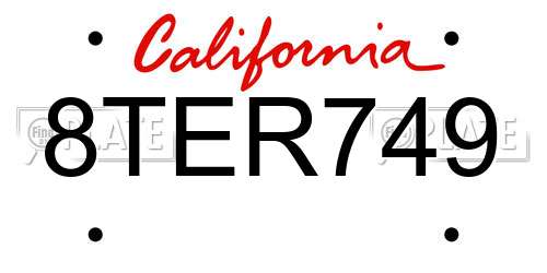 8TER749 California License Plate