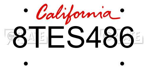 8TES486 California License Plate