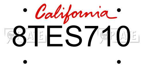 8TES710 California License Plate