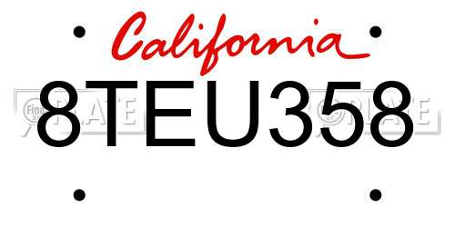 8TEU358 California License Plate