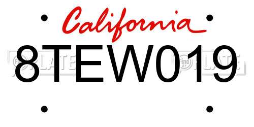 8TEW019 California License Plate