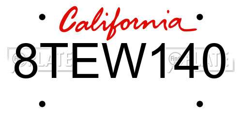 8TEW140 California License Plate