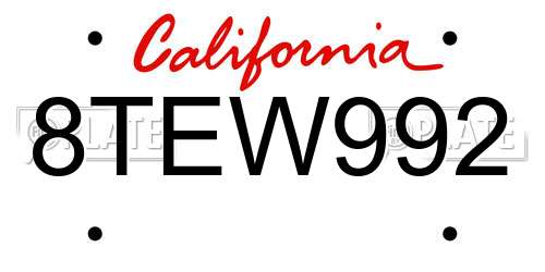 8TEW992 California License Plate