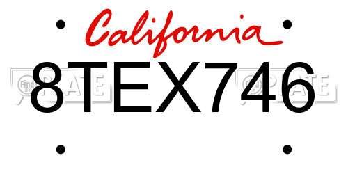 8TEX746 California License Plate