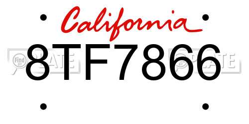8TF7866 California License Plate