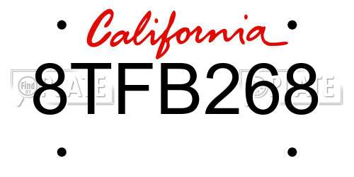 8TFB268 California License Plate