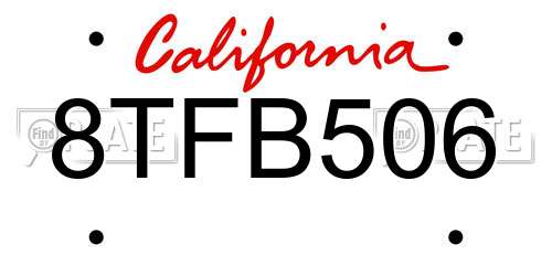 8TFB506 California License Plate