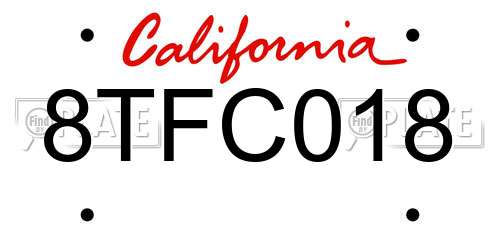 8TFC018 California License Plate