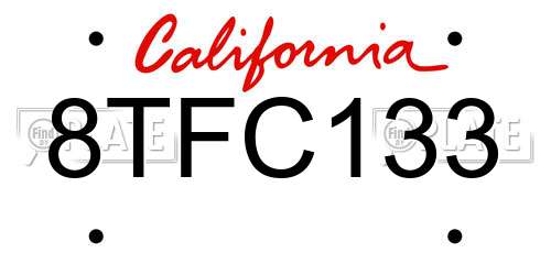 8TFC133 California License Plate