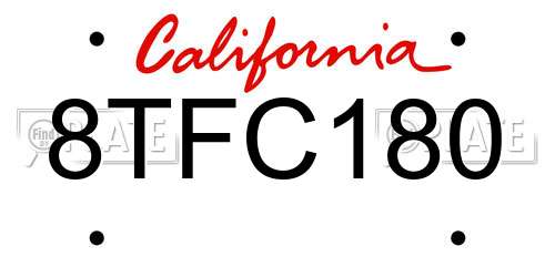 8TFC180 California License Plate